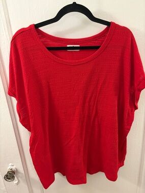 Maurices Red Scoop Neck Short Sleeve Top